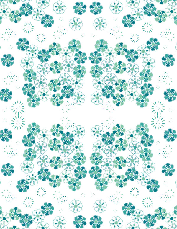 Green Teal Flowers (Illustration Pattern Repeat)