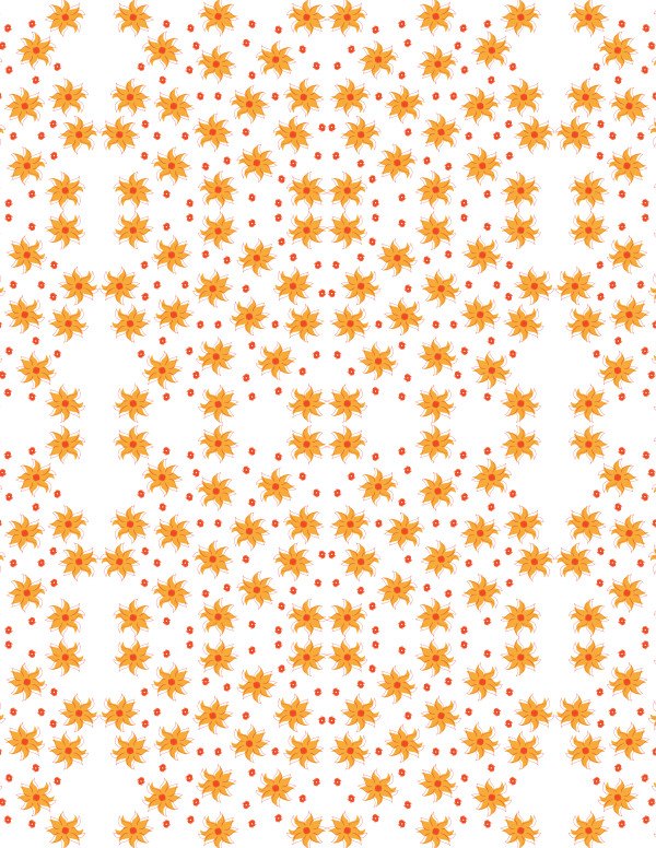 Orange Tossed Flowers (Illustration Pattern Repeat)