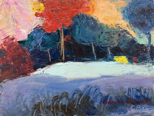 Yellow Barn in Winter by Artnova Gallery