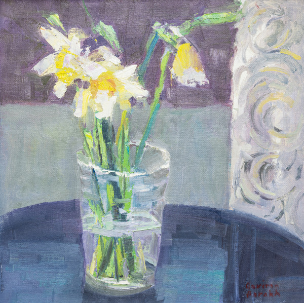 Daffodils in Glass by Artnova Gallery