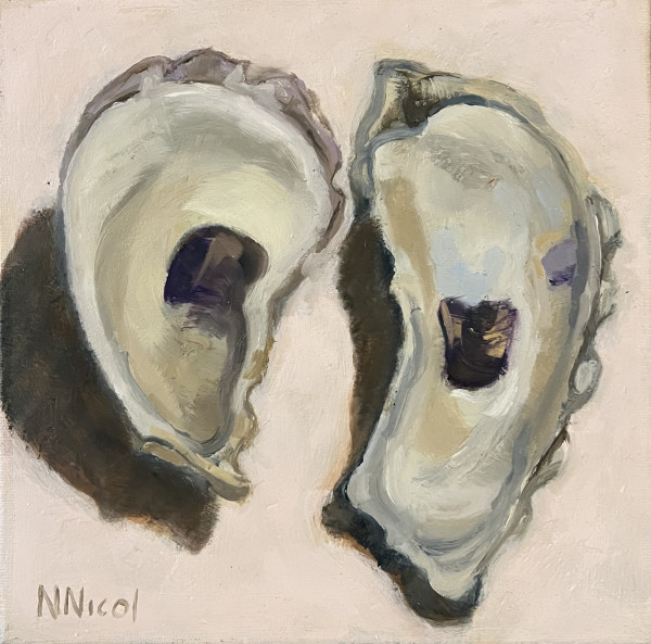 Oyster Shell Pair on Rose by Artnova Gallery