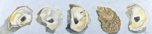 Five Oysters on Cerulean by Artnova Gallery