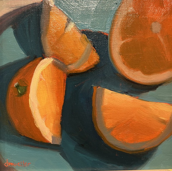 Oranges on Teal Plate by Artnova Gallery