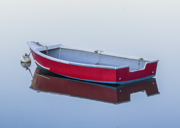 Red Row Boat Reflection by Artnova Gallery