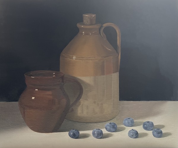 Flagon and blueberries by Emma de Souza