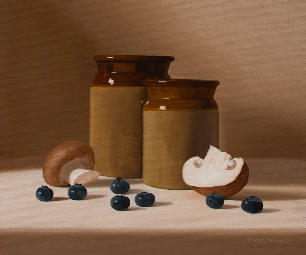 Mushrooms and blueberries by Emma de Souza