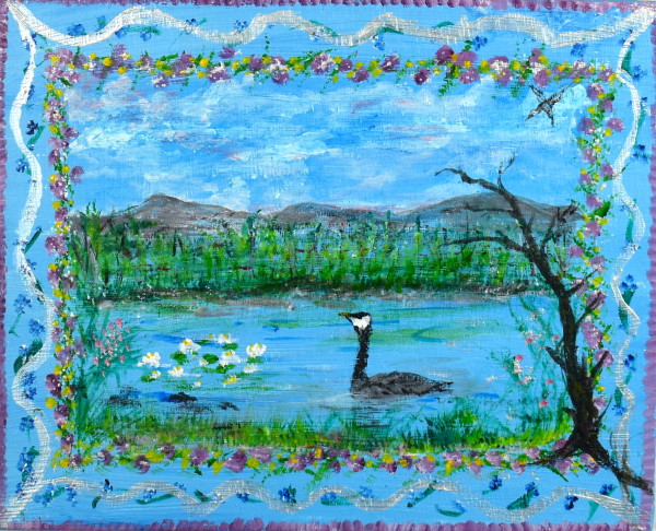 Pond Lilies & Goose by Dot Kibbee