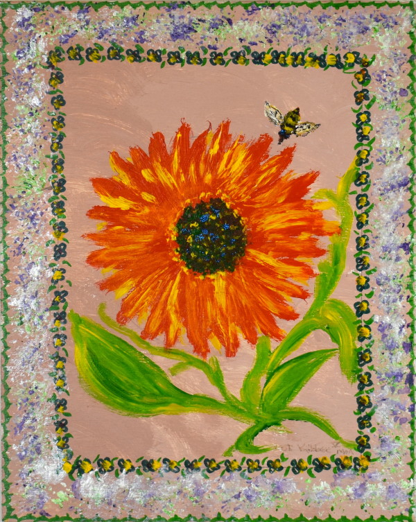 Sunflower and Bee by Dot Kibbee