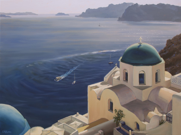 Blue Domes of Santorini by Sonia Kane