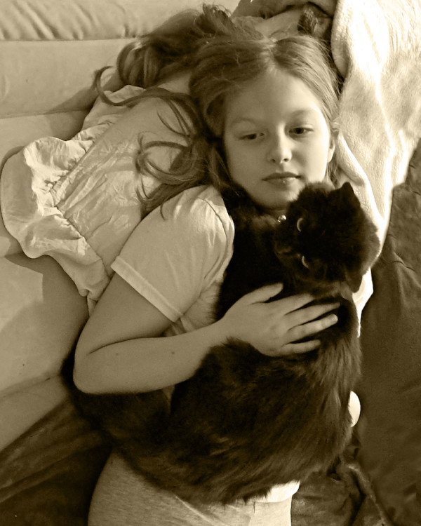 Girl with Cat by Darlene Alexander