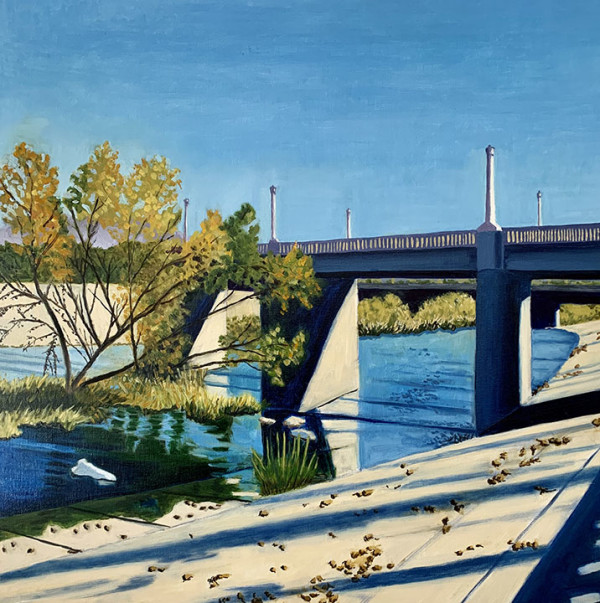 LA River, Fletcher Street Bridge from Upstream by Judith Amdur