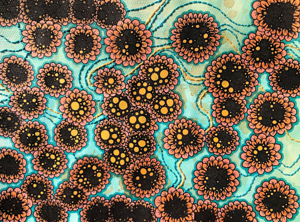 Floating Zinnias by Emma Brown