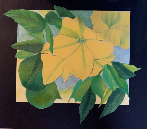 Yellow Flower Green Leaves by Marion Constantinides