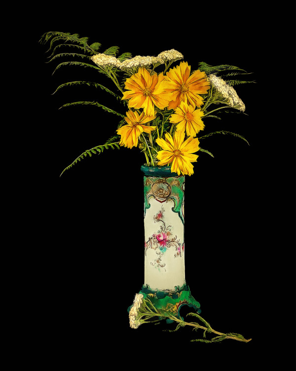 Antique Vase With Flowers by Tom Debley