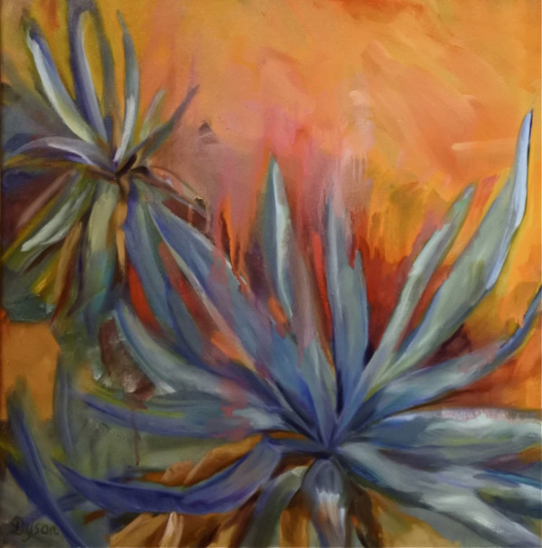 Blue Palm - Oil on Canvas by Deirdre Dyson