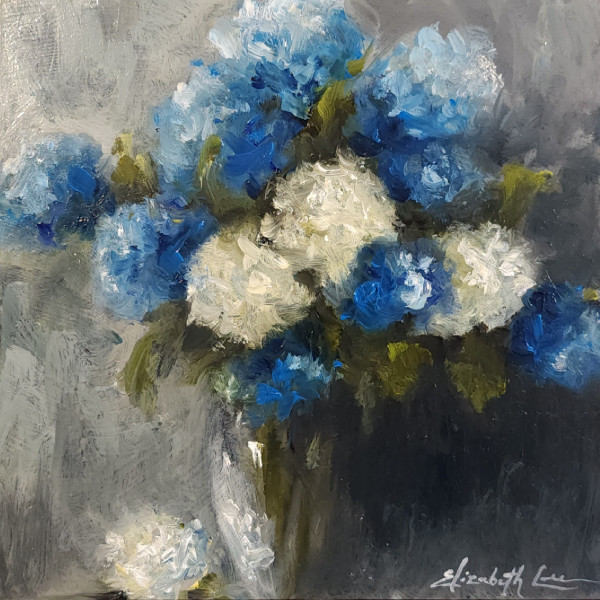 Blue and White Hydrangeas by Elizabeth Lee
