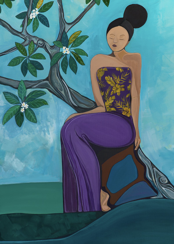 Woman With a Plumeria Tree by Christa “Ilima” Kadarusman