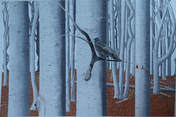 Crow in Beech Forest by Kaye Longberg