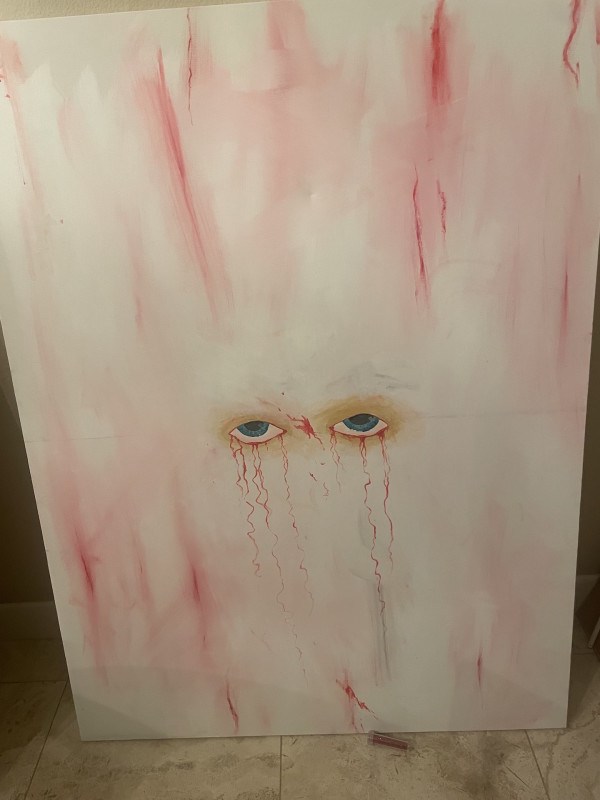 Sorry Eyes - Acrylic on Canvas by Allen Lynx