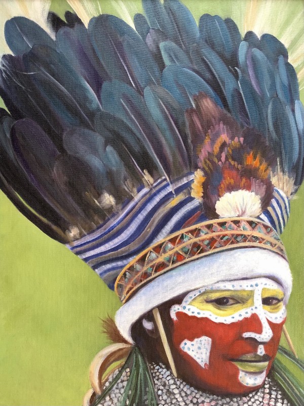 People of New Guinea-Blue Headdress by Lydia Mack