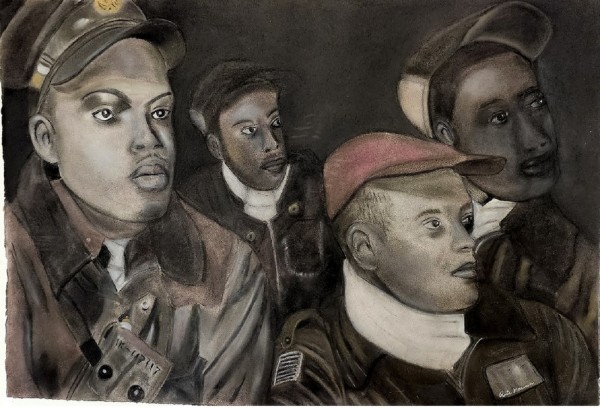 Tuskegee Airmen at Briefing in Italy by Rita Maroun