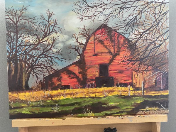 Red Barn in Shadows by Ralph Motley
