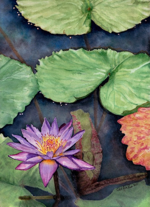 L _ L (Lily Pads and Lotus) by Cathie Muschany