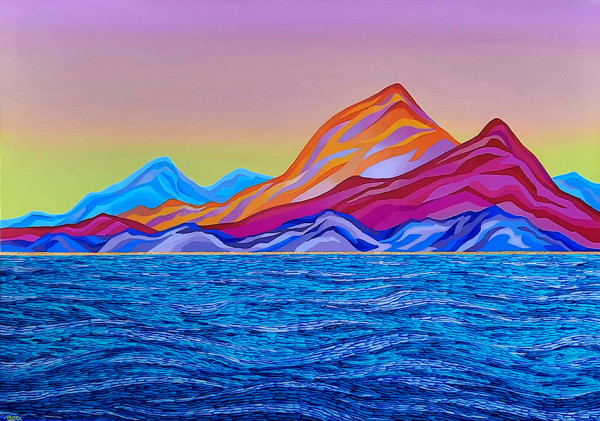 Sea and Mountains at Dawn by Mariia Raskin