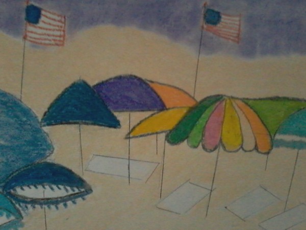 Umbrellas on Resort Island by MaryAnn Valla