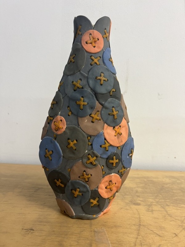 Button Mosaic Vase by Ping Zhong