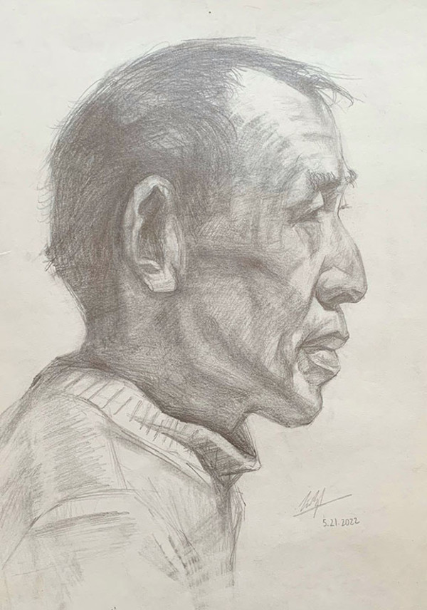 Wise Man - Black and White Sketch by Sijia Zhu