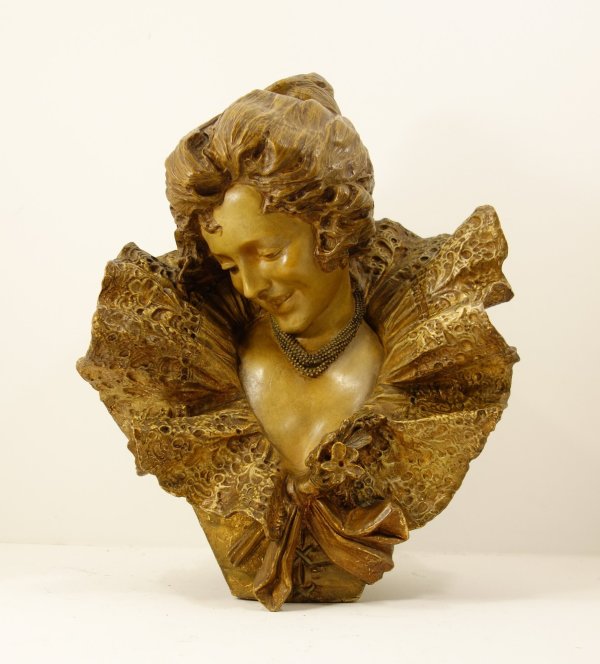Bust sculpture of an elegant woman by Emilio Faschi