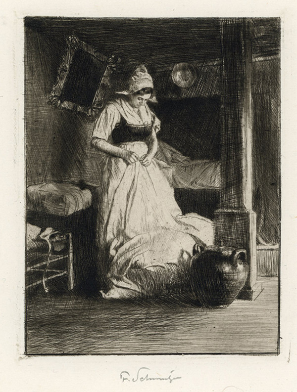 Frau mit weisser Schürze (The woman with the white apron) by Ferdinand Schmutzer