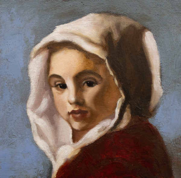 Girl interrupted at her music (cropped) after Johannes Vermeer by André Romijn