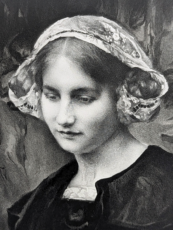 Le recueillement, after Edgar Maxence by Louis Huvey