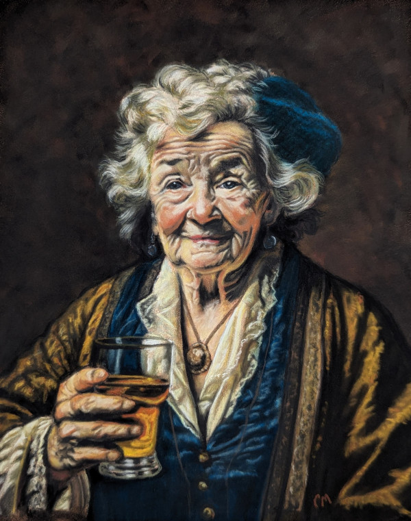 Irish lady with whiskey by Carol Motsinger