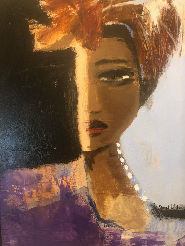 Her Purple Dress by Janet Little Art