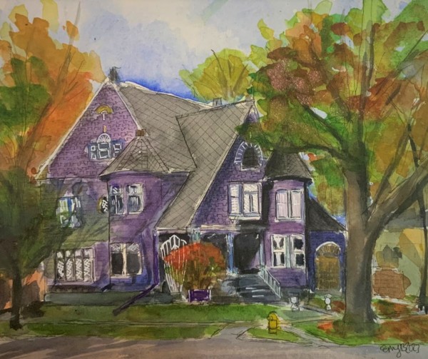 Purple House on Front Street - Fall Colors by Eileen Backman