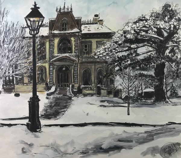 David Davis Mansion in Ink by Eileen Backman