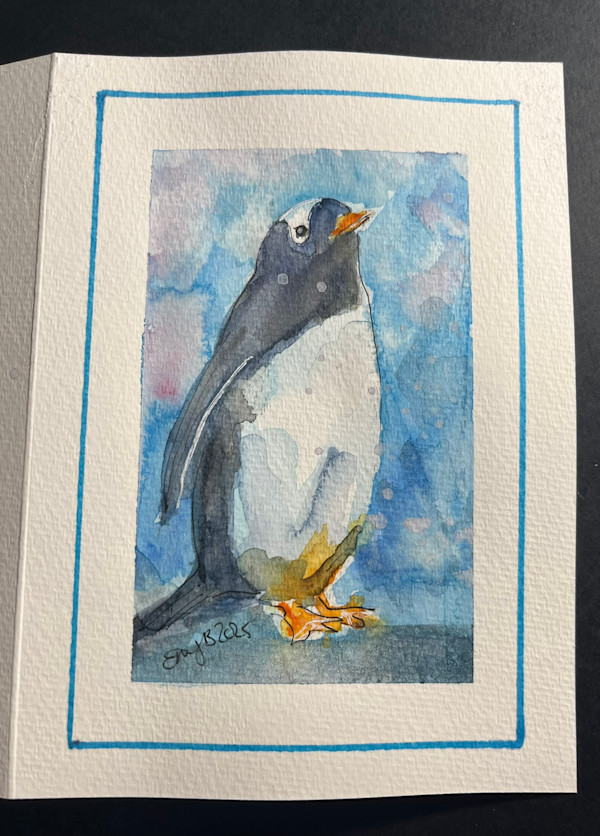 Penguin (Greeting Card and Frame) by Eileen Backman