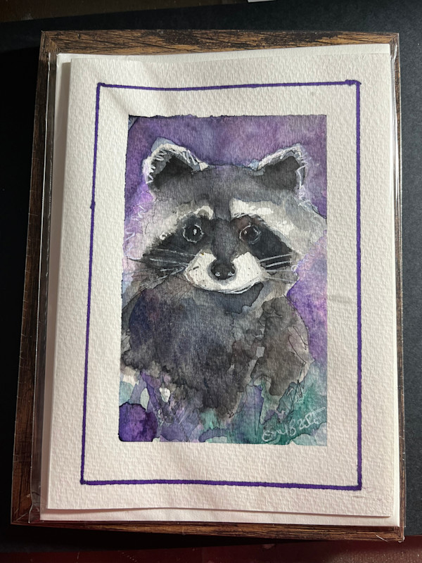 Racoon (Greeting Card and Frame) by Eileen Backman