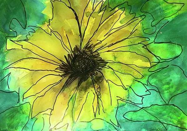 Sunflower Abstract in Alcohol Ink by Eileen Backman
