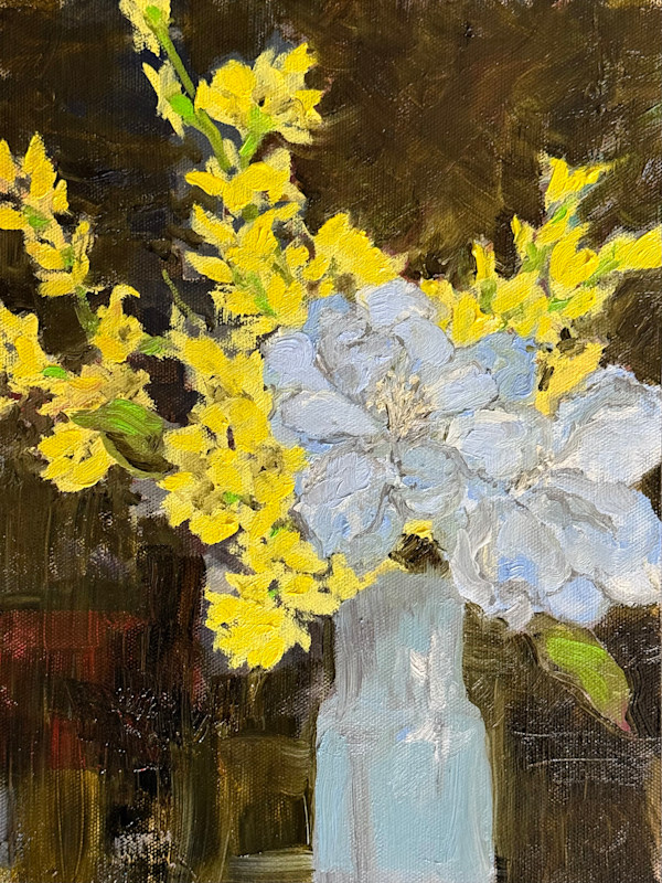 Yellow and Blue Flowers by Joan Vienot