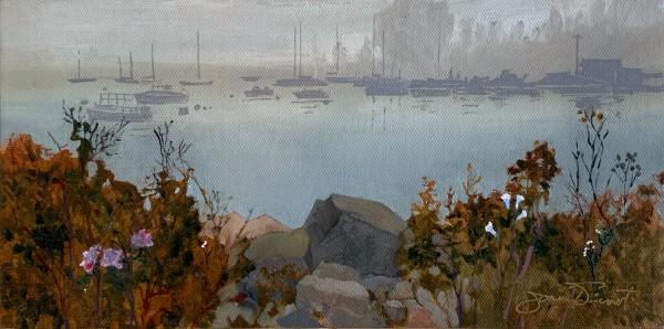 Foggy Harbor's Edge 🔴 by Joan Vienot