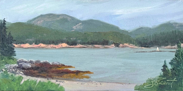 Bunker Ledge Monument and MDI from Little Cranberry by Joan Vienot
