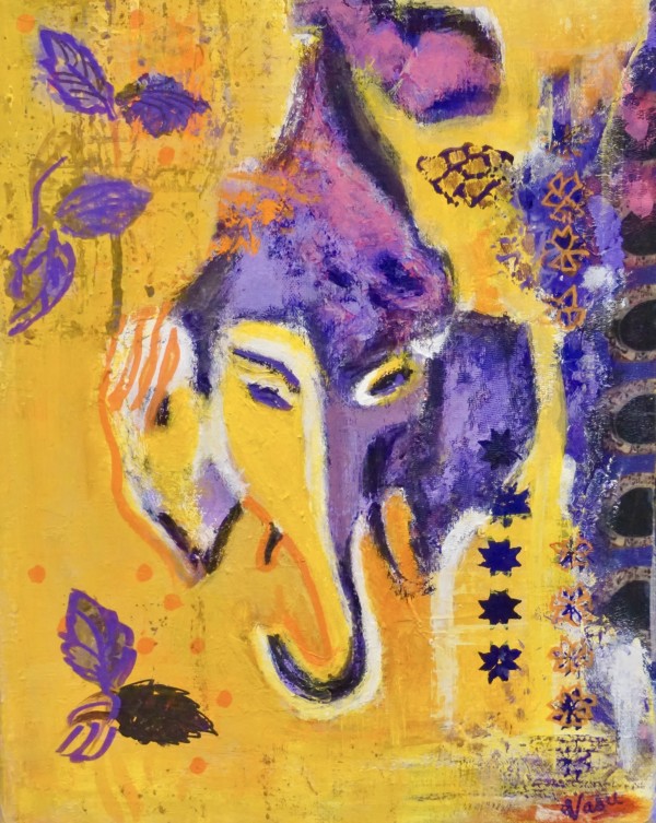 Yellow/purple ganesha by Vasu Tolia