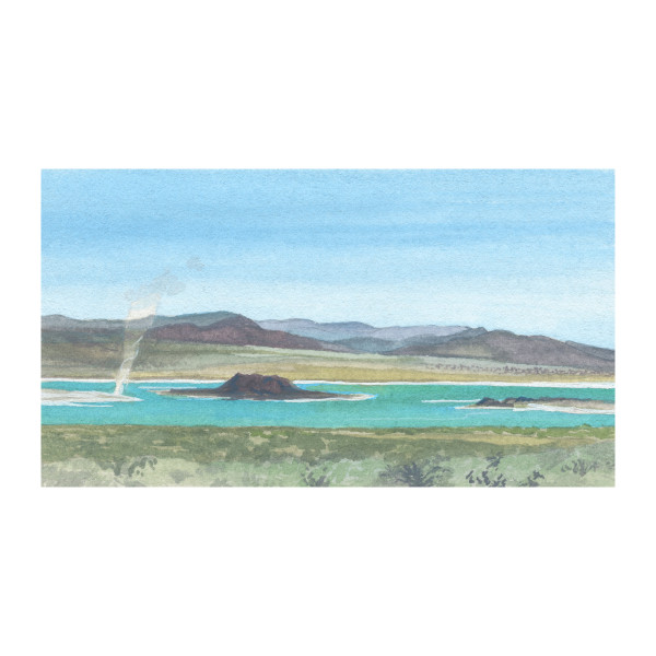 The Dust Devil at Mono Lake (matted) by MaryEllen Hackett