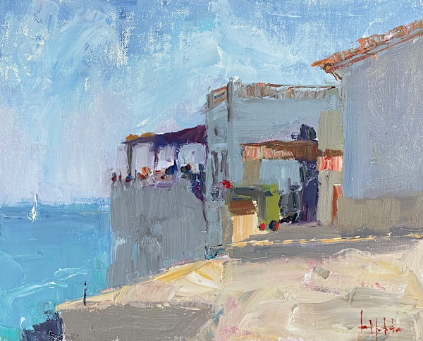 Cafe on the Mediterranean Sea by Lynn Mehta
