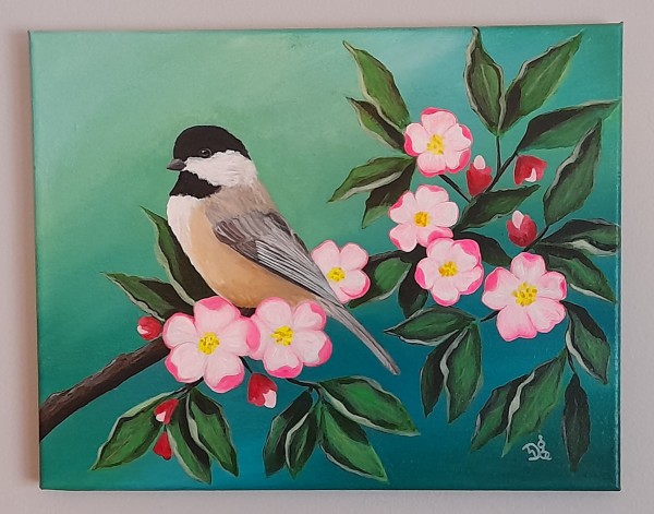 Apple Blossom Chickadee by Donna Gonzalez
