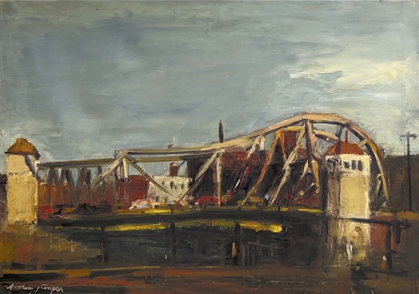 Untitled - Bridge with Red Cars by Anthony Cooper